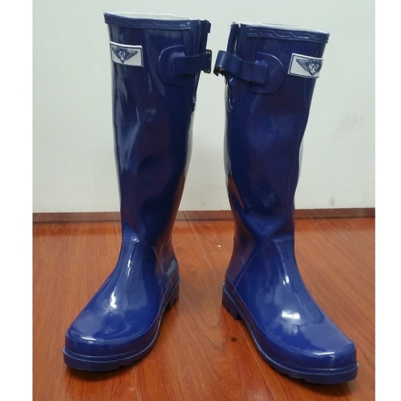 Women's Rainboots, Tall Rubber Rain Boots, RB-3106, Navy - Picture 2 of 6